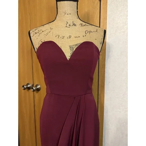 SHONA JOY Burgundy Strapless U Wire Bustier Dress Classic Elegant Romantic Sz 4 - Picture 8 of 13